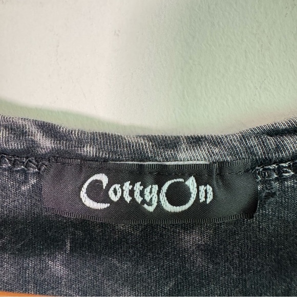 Y2K Cotty On stone wash woven neck grungy T-shirt size XL - Picture 4 of 7